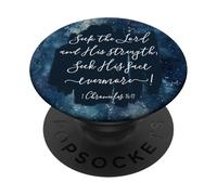 Verset de la Bible chrétien Cherche Le Seigneur et sa Force PopSockets PopGrip Adhésif