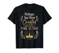 Verset de la Bible chrétienne Citation Esther Couronne Florale Foi T-Shirt