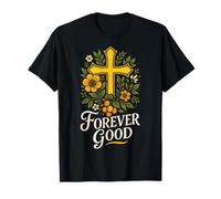 Verset de la Bible chrétienne Forever Good Jesus Floral Psaume 136:1 T-Shirt