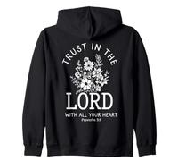 Verset Floral de la Bible chrétienne « Trust in The Lord » Sweat à Capuche
