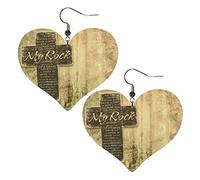 Verset Religieux Chrétien : Le Seigneur Est Mon Rocher Femme Boucles D'Oreilles Faux Cuir Pendantes Dangle