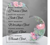 Versets de la Bible chrétienne en acrylique - Cadeau de Noël chrétien pour femme - Cadeau religieux et inspirant - Cadeau de motivation pour chambre, maison, bureau, centre de table