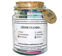 Versets de la Bible dans un bocal - Read Me When You Need Comfort & Inspiration, bocal de prière en verre avec versets bibliques colorés, cadeau chrétien pour Pâques et église, langue espagnole, 9 x