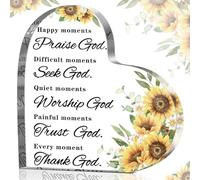 Versets de la Bible de Noël - Cadeau chrétien pour femme - Citations inspirantes - Salle de prière - Happy Moment Praise God - Plaque en acrylique en forme de cœur pour la maison et le bureau