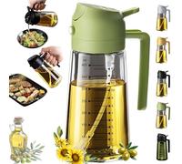 Verseur d’Huile 2-en-1 470 ml - Verseur &Spray Huile en Verre avec Graduation pour Dosage Précis - Distributeur Huile d’Olive, Vinaigre - Anti-Goutte, Anti-Lumière - Accessoire Cuisine (Vert)