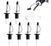 Verseurs Vitesse en Acier Inoxydable, 6 Pcs Verseurs de Bec de Bouteille, Bec Conique avec Capuchons Anti, Bec Verseur Bouteille pour Liqueur Vin Cocktails Huile Jus Boissons