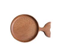 Versez la sauce dans le plat plat en bois poisson assiette ronde créative rétro peinte à la main vaisselle saucière saucière saucière serveur à salade ()