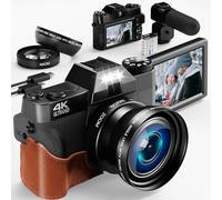 【Version 2026】4K Appareil Photo numérique pour Photographie, Objectif Grand Angle et Macro pour，56MP Caméra avec Carte 32Go,Écran 180° LCD avec 18X Digital Zoom Enfant, Adolescent, Étudiant, Débutant