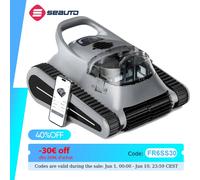 Robot aspirateur de piscine Seauto Crab 2026, moteur sans balais 180W, nettoyage des parois et des lignes d'eau, 3 modes pour piscines jusqu'à 2150 pieds carrés Gray