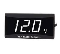 Kinstecks [Version améliorée] Moto Voltmètre DC 12V Numérique Voltmètre Jauge Affichage LED Tension Meter pour Moto Voiture Batterie Tension Moniteur-Blanc