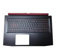 (Version Brillante) Repose-Poignets et Clavier pour Ordinateur Portable pour Acer AN515-52 AN515-52-53H0/52BX/56Y5 AN515-52-738F, Languette Anglaise US, Noir, Neuf avec Couvercle de charnière Rouge