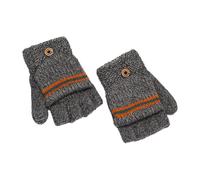 Version coréenne des gants rayés demi-doigts pour homme et enfant - Rouge brique - Taille unique - Pour l'entraînement, le ski, la course à pied, les fêtes, la vie quotidienne (gris, A)