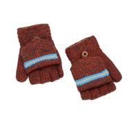 Version coréenne des gants rayés demi-doigts pour hommes et enfants, hiver, voyage, rouge brique, taille unique pour tous les entraînements, ski, course à pied, fête sportive, vie quotidienne (rouge
