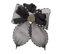 Version coréenne en organza du chignon féminin en forme de cercle de cheveux, corde à cheveux en queue de cheval nouée avec une fleur(Gray)