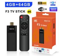 Version en direct de la clé TV Android 14 4K 1080p WiFi 6 Google Voice Netflix YouTube F3 BT5 24fps Lecteur multimédia avec décodage WiFi noir