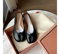 Version en peau de mouton ~ Chaussures plates à semelle souple en peau de porc à orteil fendu pour femmes, fabriquées véritable, chaussures plates à boucle Marie-Jane en petitss argent CN35,CN36,CN37,