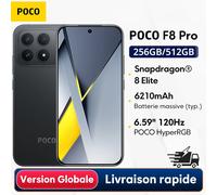Version Globale du Smartphone POCO F8 Pro 5G ® 8 Écrans Elite AMOLED "120Hz HyperRGB 50MP 6210mAh 512GBTitanium Silver