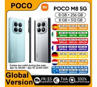 Version Globale du Smartphone POCO M8 5G Snapdragon ® Plateforme 6 Gen 3, écran AMOLED Flow de 6,77 pouces, appareil photo principal 50MP, batterie 5520mAh, NFC 8GB 512GB Silver
