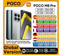 Version Globale du Smartphone POCO M8 Pro 5G Snapdragon ® 7s Gen 4, écran AMOLED 6,83 pouces 120 Hz, appareil photo principal 50 MP, batterie 6500 mAh, NFC 12GB 512GB Silver