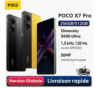 Version Globale du Smartphone POCO X7 Pro, Processeur Dimensity 8400-Ultra, Batterie 6000mAh, HyperCharge 90W, NFC, Écran AMOLED 6.67" 1.5K 120Hz 12GB 512GB Black