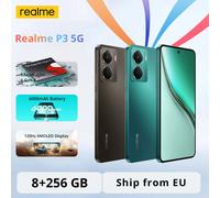 Version Globale du Smartphone Realme P3 5G, Snapdragon 6 Gen 4, Écran AMOLED 6.67'' 120Hz, Batterie 6000 mAh, Appareil Photo IA 50MP, IP69 12GB 512GB Grey