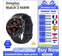 Version Globale OnePlus Watch 3 46MM Montre Connectée Écran AMOLED 1,5 pouces Mémoire 32 Go Snapdragon W5 Wear OS par Google IP68 Obsidian today ship