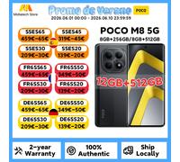 Version Globale POCO M8 5G, Smartphone Snapdragon 6 Gen 3, Appareil Photo 50MP, Écran AMOLED 6.77'', Batterie 5520mAh, Charge Rapide 45W, Téléphone Portable POCO Black