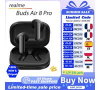 Version Globale realme Buds Air 8 Pro Écouteurs TWS Réduction de Bruit Adaptative 55 dB Mode Transparence Bluetooth 6.1 IP55 Master Black