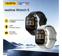 Version globale realme Watch 5 Smartwatch avec boussole et GPS indépendant, 5 GNSS, écran AMOLED de 1,97 pouces, jusqu'à 14 jours d'autonomie super longue noir