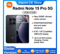 Version Globale REDMI Note 15 Pro 5G 12 + 512 Go, Écran AMOLED 6,8' 1,5K Crystal Res, Nouvelle Batterie Massivie 6580 mAh, Appareil Photo 200 MP à Clarté Ultime Noir