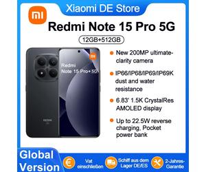 Version Globale REDMI Note 15 Pro 5G 12 + 512 Go, Écran AMOLED 6,8' 1,5K Crystal Res, Nouvelle Batterie Massivée 6580 mAh, Appareil Photo 200 MP à Clarté Ultime Noir