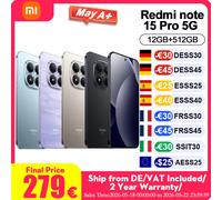 Xiaomi Téléphone mobile Redmi Note 15 Pro 5G 12 Go RAM 512 Go AMOLED 6,83" Bleu