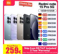 Version Globale REDMI Note 15 Pro 5G 12+512GB 6.8'' Écran AMOLED CrystalRes 1.5K Nouvelle Batterie Massif 6580mAh Caméra 200MP Ultra-claire Couleur Titane
