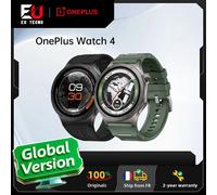 Version internationale de la montre connectée OnePlus Watch 4, écran de 1,5 pouces, Wear OS by Google, processeur Snapdragon W5, autonomie jusqu'à 16 jours, Google Wallet noir