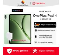 Version internationale de la tablette OnePlus Pad 4 (mini-PC) avec processeur Snapdragon 8 Elite Gen 5, batterie de 13 380 mAh et écran True Color 3,4K. Livrée avec un chargeur d'origine OnePlus de 80