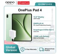 Version internationale de la tablette OnePlus Pad 4 (mini-PC) avec processeur Snapdragon 8 Elite Gen 5, batterie de 13 380 mAh et écran True Color 3,4K. Livrée avec un chargeur d'origine OnePlus de 80