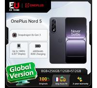Version internationale du smartphone OnePlus Nord 5 5G 8 Go + 256 Go / 12 Go + 512 Go, Snapdragon 8s Gen 3, Android 15, batterie de 6 800 mAh, 80 W, Wi-Fi 6 12GB+512GB White