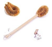 Version moderne mise à jour de la brosse pour WC Tête de brosse en fibre de coco naturelle et manche en bois de hêtre pour salle de bain Robuste et profond Respectueuse de l'environnement