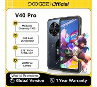 Version mondiale DOOGEE V40 Pro 5G téléphone robuste 6.78 "affichage 16GB + 512GB dimension 7300 200MP AI caméra 8680mAh 33W chargeur rapide 16GB 512GB Silver