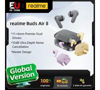 Version mondiale Écouteurs realme Buds Air 8 Réduction du bruit ultra profonde de 55 dB Double haut-parleur haut de gamme 11 + 6 mm Conception Master IP55 GRIS