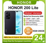 Version mondiale Honor 200 Lite 5g Smartphone 8 Go + 256 Go Mediatek Dimensity 6080 Amoled 6.7 '4500 Mah 35 W Superchararge 108 Mp Bleu étoilé