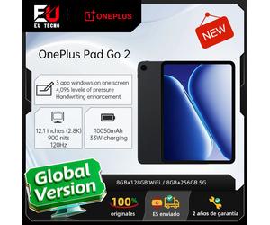 Version mondiale OnePlus Pad GO 2 8+128 Go WiFi, 8+256 5G, écran 12,1 pouces 2,8k, 10 050 mAh 33 W, OxygenOS 16, Wi-Fi 6, Bluetooth 5.4 Shadow Black