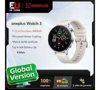 Version mondiale OnePlus Watch 3 43mm Smartwatch 1.32 pouces AMOLED affichage jusqu'à 60H d'autonomie de la batterie système d'exploitation d'utilisation par Google GPS NFC Black Steel