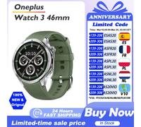 Version mondiale OnePlus Watch 3 montre intelligente 1.5 pouces AMOLED affichage 32GB mémoire Snapdragon W5 Wear OS par Google IP68 Obsidian