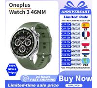 Version mondiale OnePlus Watch 3 montre intelligente 1.5 pouces AMOLED affichage 32GB mémoire Snapdragon W5 Wear OS par Google IP68 Obsidian today ship