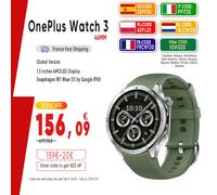 Version mondiale OnePlus Watch 3 montre intelligente 1.5 pouces AMOLED affichage 32GB mémoire Snapdragon W5 Wear OS par Google IP68 Emerald today ship