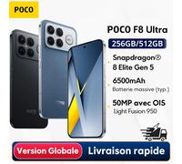 Version mondiale POCO F8 Ultra Snapdragon 8 Elite Gen 5 Smartphone 50MP caméra 6.9 "120Hz affichage 6500mAh batterie NFC 16GB 512GB Black
