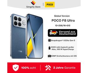 Version mondiale POCO F8 Ultra Snapdragon 8 Elite Gen 5 Smartphone Écran AMOLED POCO HyperRGB 6,9 pouces 120 Hz Batterie 6500 mAh HyperCharge 100 W Téléphone Xiaomi Bleu