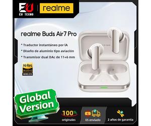 Version mondiale realme Buds Air 7 Pro écouteur 53dB suppression du bruit en temps réel 11 + 6mm double pilote DAC traducteur Al Live Metallic Grey