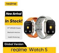 Version mondiale realme montre 5 1.97 "600nits AMOLED 460mAh autonomie de 14 jours plus de 300 thèmes prise en charge GPS GNSS IP68 étanche Watch 5 Silver-Black